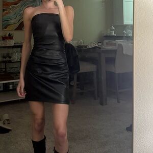 Zara Black Faux Leather Dress